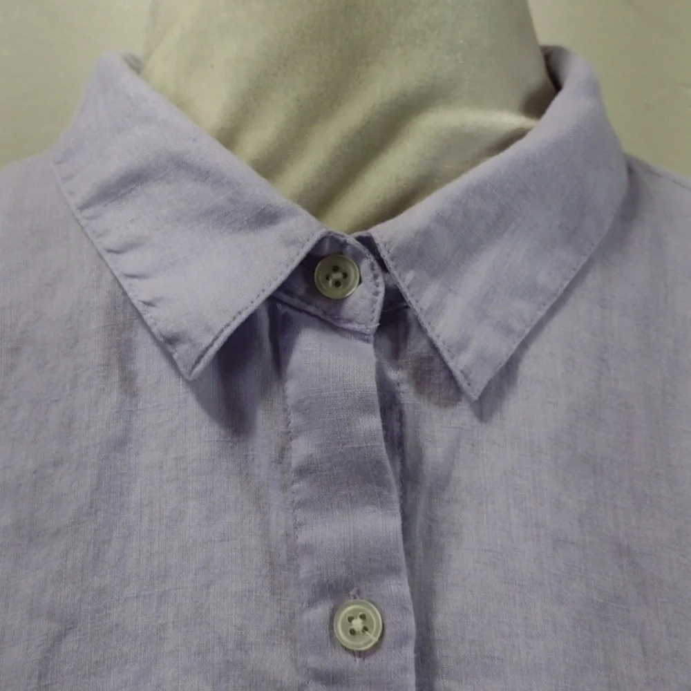 J. Jill Lavender Linen Casual Button-up Long Sleeve Shirt Women's XL - Picture 3 of 8